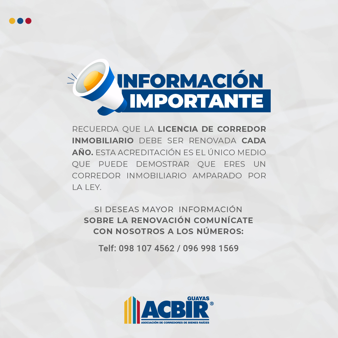 Aviso Importante | Información Socios Activos